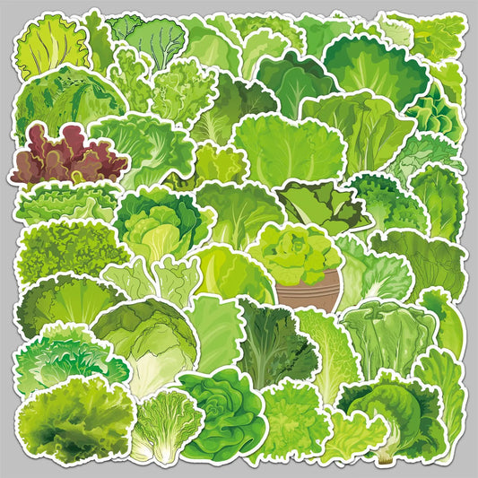 50pcs Green Vegetable Graffiti Stickers for Helmet, Wall, DIY Decoration