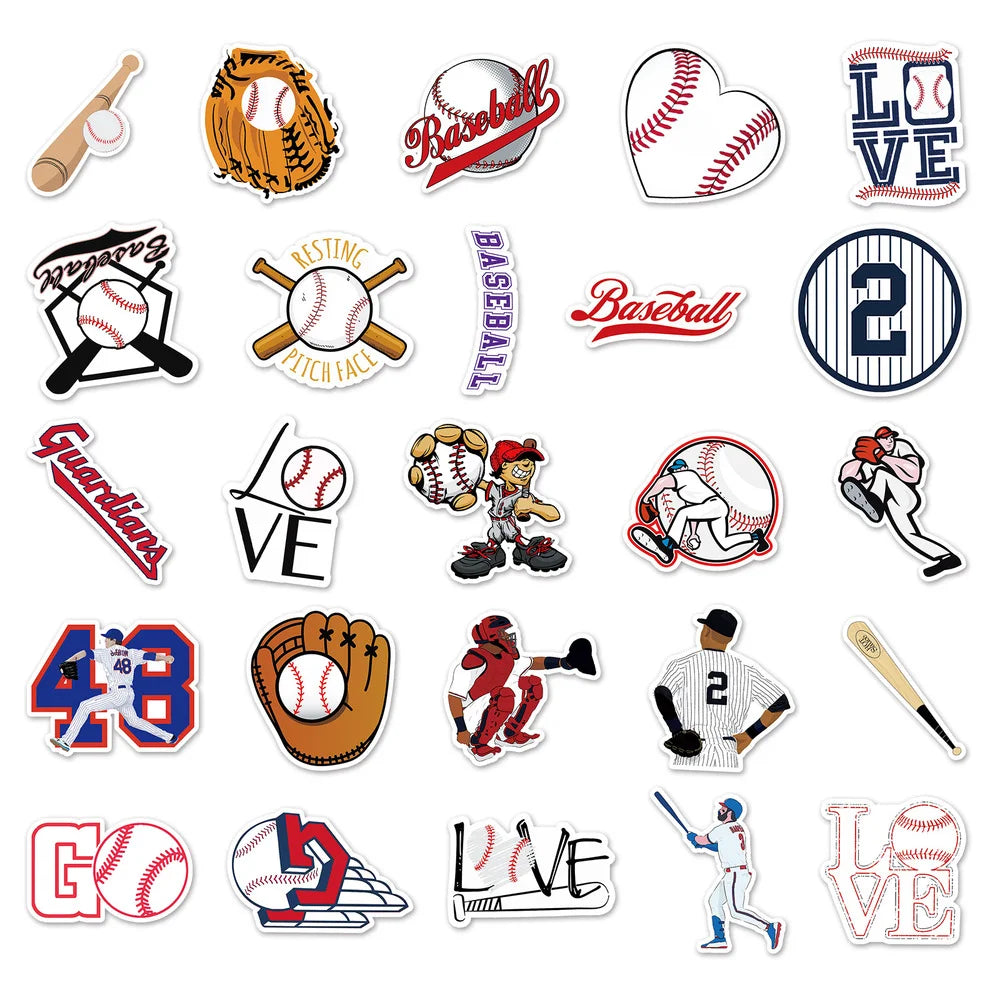 10/50PCS Creative Cartoon Sports Baseball Stickers Notebook Luggage Hand Account Decoration Graffiti Waterproof Stickers