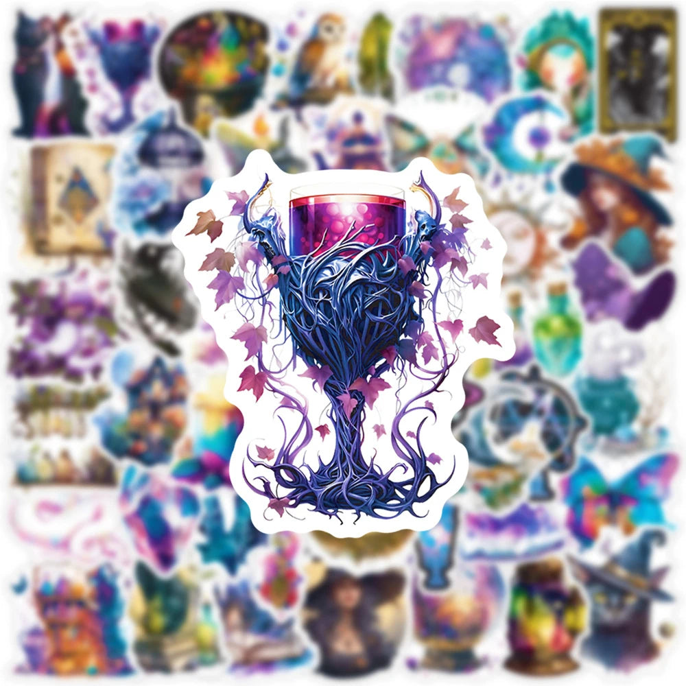 10/30/50pcs Cool Gothic Magic Witch Aesthetic Stickers Horror Goth Decorative Graffiti Luggage Car Wall Sticker Decals Kid Toy