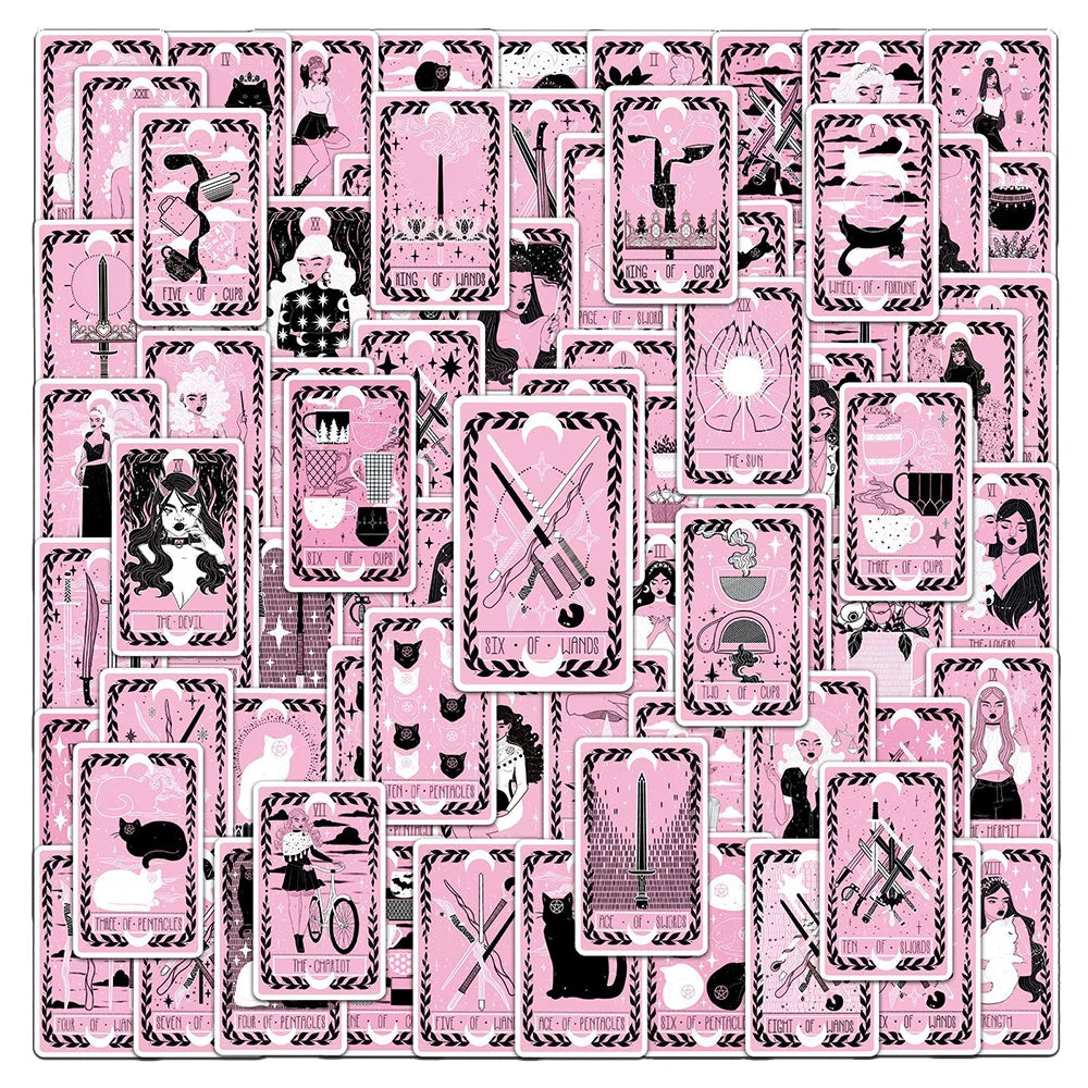 Black Pink Tarot Stickers 10/30/78pcs Cartoon Decals for Kids DIY Fridge Phone Laptop Suitcase Decoration
