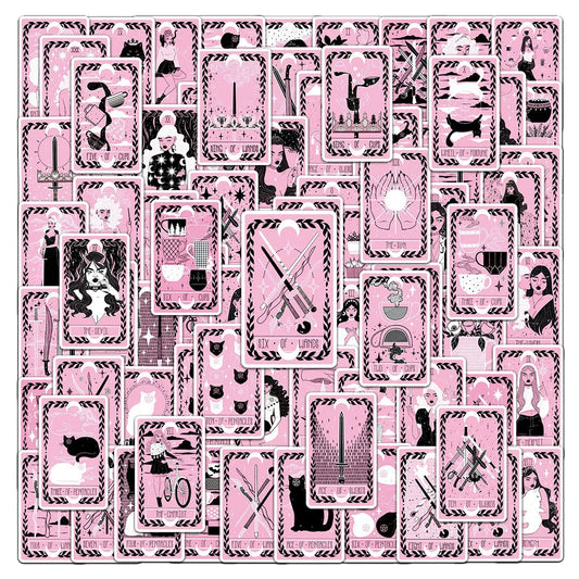 Black Pink Tarot Stickers 10/30/78pcs Cartoon Decals for Kids DIY Fridge Phone Laptop Suitcase Decoration