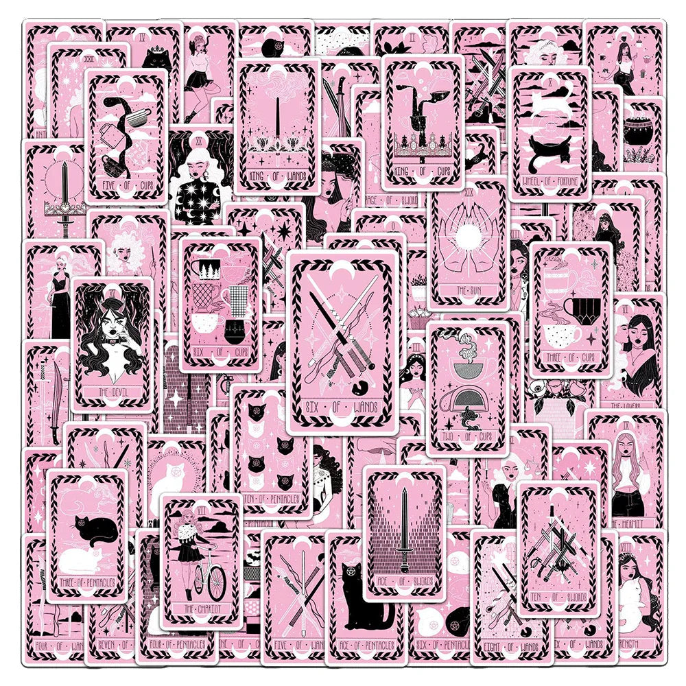 Black Pink Tarot Stickers 10/30/78pcs Cartoon Decals for Kids DIY Fridge Phone Laptop Suitcase Decoration