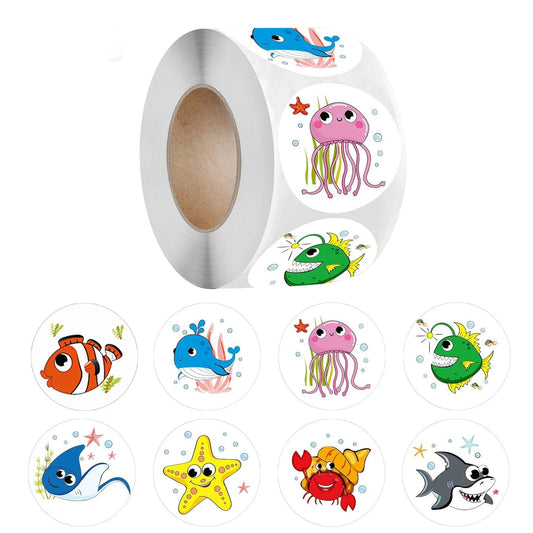 100-500pcs Marine Animals Reward Sticker 8 Designs Cartoon Stickers For Kids Gift Decoration Label Toys Stationery Sticker