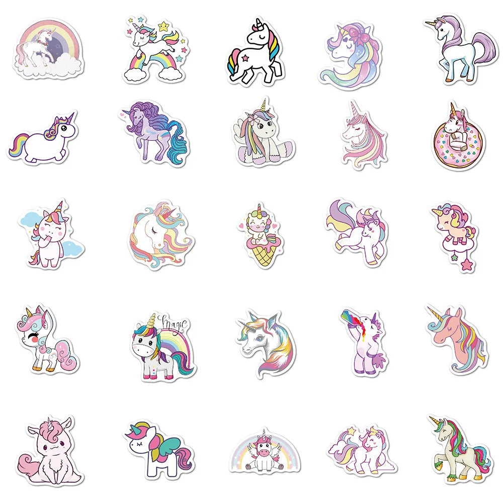 10/30/50/100PCS Cute Animals Pink Unicorn Cartoon Sticker DIY Diary Phone Laptop Luggage Skateboard Graffiti Decals Fun for Kid