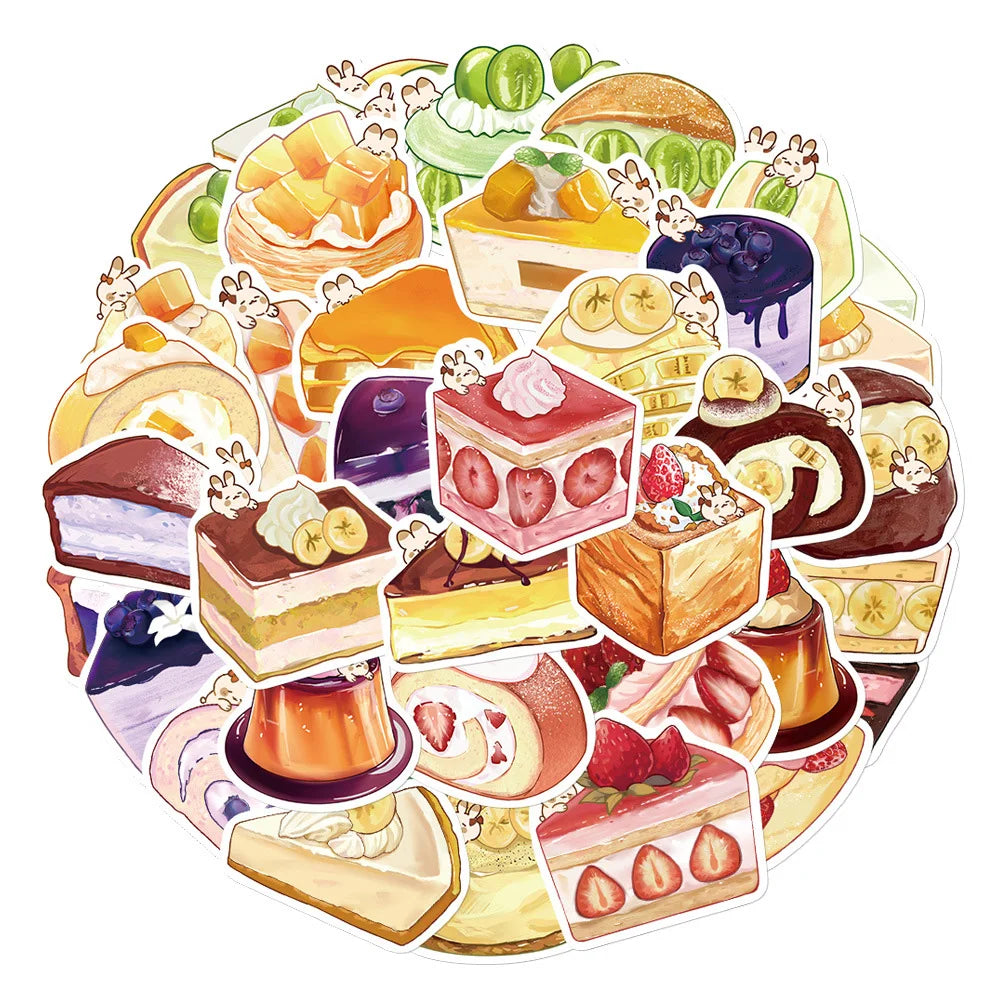 Cute Cartoon Food Cake Dessert Bunny Sticker Packs