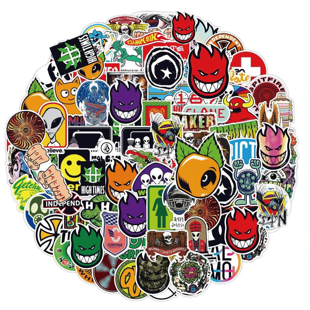 10/30/50/100PCS Skateboard Tide Brand Stickers Graffiti Car Bike Phone Laptop Skateboard Guitar Cool Waterproof Sticker Kids Toy