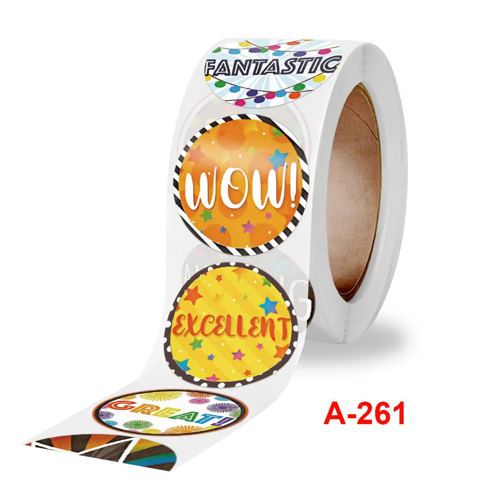 Children Creative Praise Stickers Self-adhesive Label Sealing stickers Roll stickers Kindergarten Reward Stickers