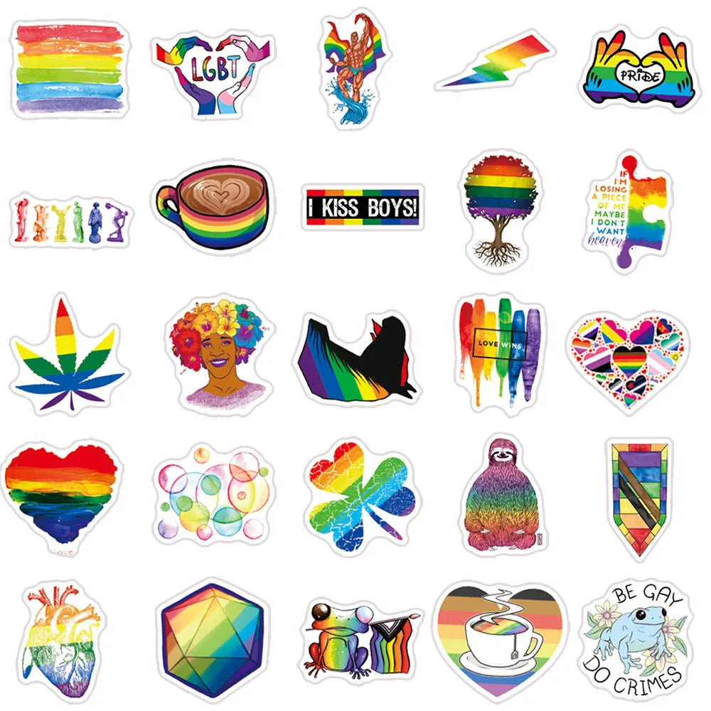 10/30/50PCS Rainbow LGBT Gay Pride Stickers DIY Skateboard Phone Laptop Luggage Suitcase Car Bike Wall Decals Sticker Toys Gift