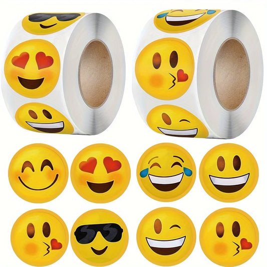 500pcs/roll Cartoon Funny Face Expression Reward Stickers, DlY Decoration Label  For Game Gift Envelope Self Adhesive Stickers