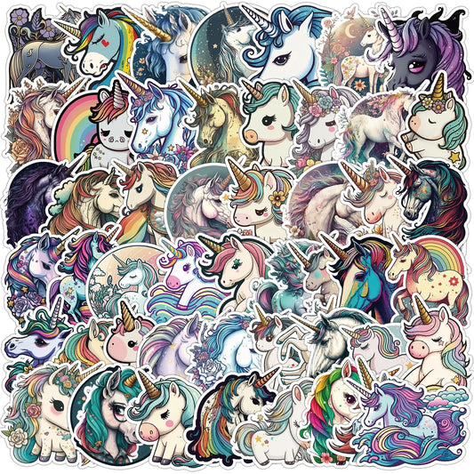 Unicorn Cartoon Stickers for Phone Laptop Luggage Skateboard - 10/30/50PCS