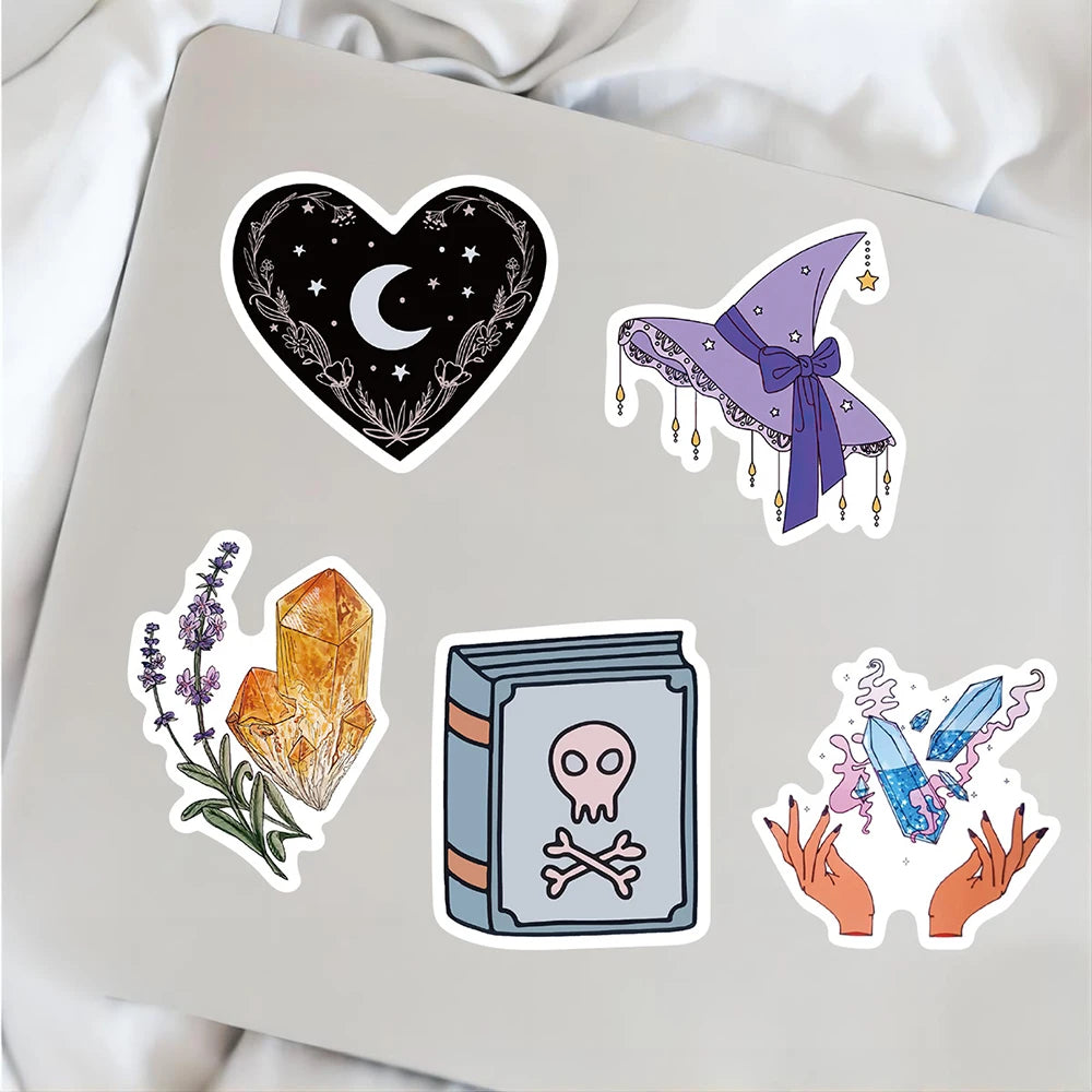 10/30/50/100pcs Boho Magic Witch Crystal Aesthetic Stickers Notebook Laptop Skateboard Car Luggage Decoration Sticker Kids Toy