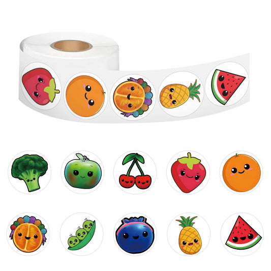 100-500pcs Cartoon Reward Stickers Kids Birthday Party Fruits Balloon Banner Refrigerator Vegetable Label Stickers Stationery