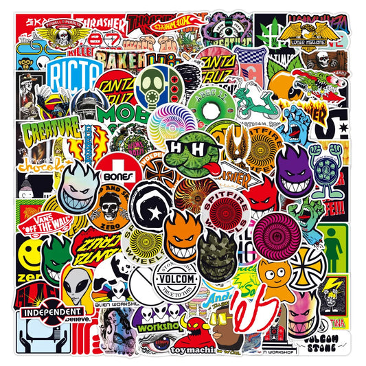 100PCS Brand Logo Stickers for Skateboard & Laptop