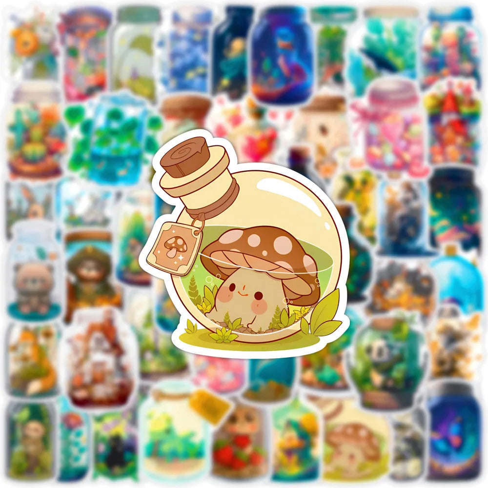 10/30/50PCS Ins Style Bottle World Stickers Cartoon Animal Cute Decals DIY Notebook Luggage Skateboard Car Graffiti Toy For Kids