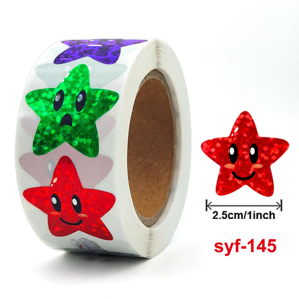 50-500pcs Glitter Star Stickers for Kids School Teacher Reward Sticker Party Decor Small Business Label Scrapbooking Stickers