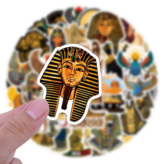 Ancient Egypt Cartoon Stickers Pack - Laptop, Luggage, Guitar, Bike Decals