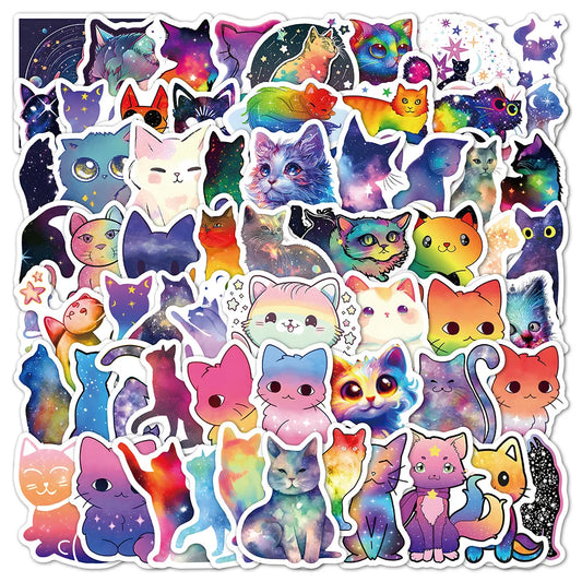 Colorful Cat Animal Stickers for Phone, Laptop, Luggage, Skateboard - Fun Gift for Kids