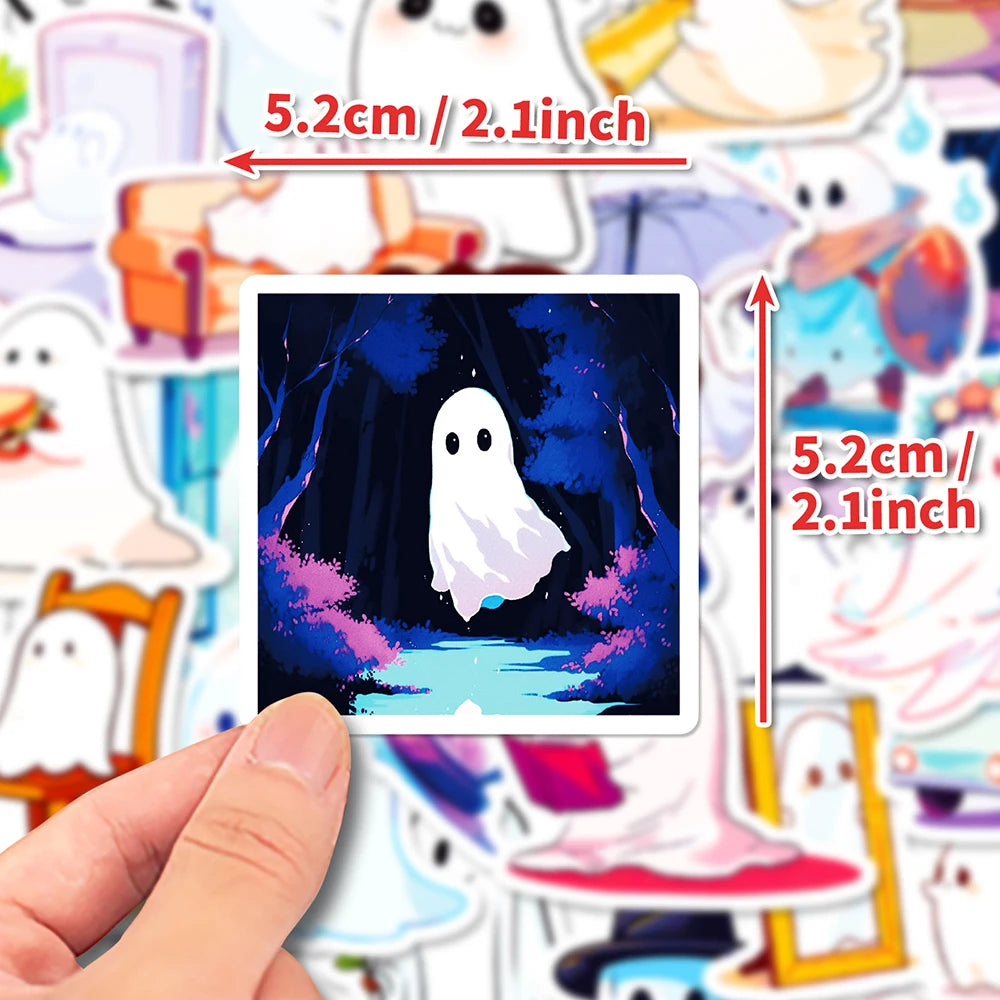 10/30/50PCS Cute Halloween Ghost Stickers Funny Cartoon Sticker For Kids DIY Notebook Fridge Phone Luggage Laptop Bike Decal Toy