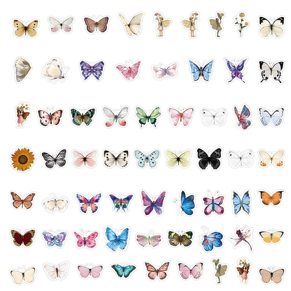 10/30/50PCS Cute Butterfly Stickers For Phone Laptop Notebook Skateboard Bike Guitar Stationery Cartoon Decal DIY Waterproof Toy