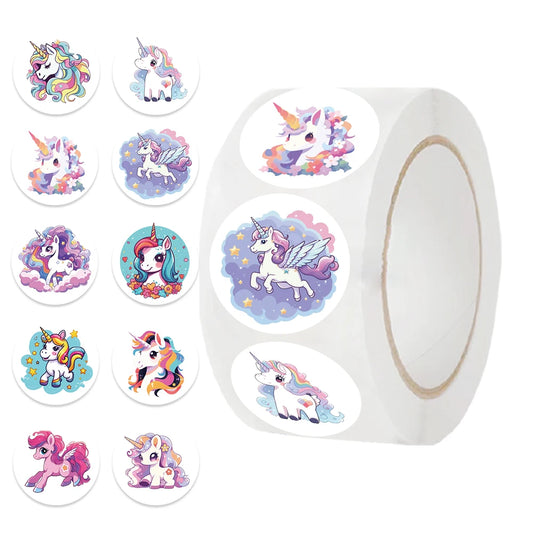500Pcs/Roll Cartoon Animal Unicorn Stickers Kindergarten Children's Reward Sticker Gift Decorative Decals Kids Encourage Label