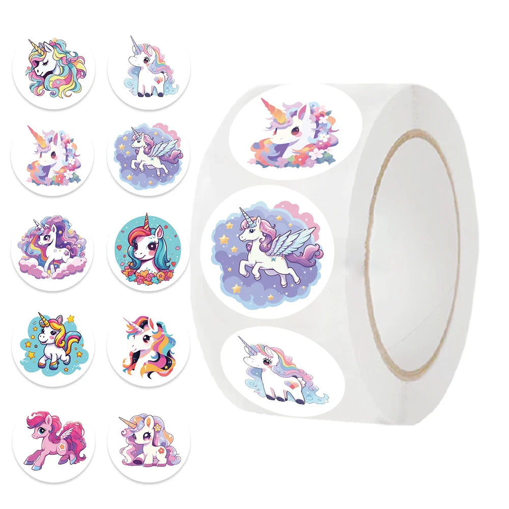 500Pcs/Roll Cartoon Animal Unicorn Stickers Kindergarten Children's Reward Sticker Gift Decorative Decals Kids Encourage Label