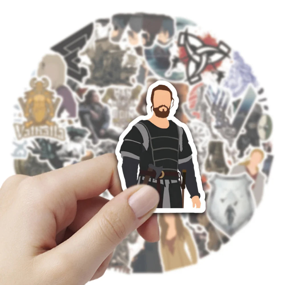 10/50Pcs American TV Series Vikings Stickers Decals Laptop Car Phone Skateboard Bike Fridge Notebook Waterproof Sticker Kid Toy