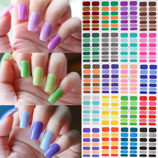 Solid Color Nail Art Stickers - Press On Decals