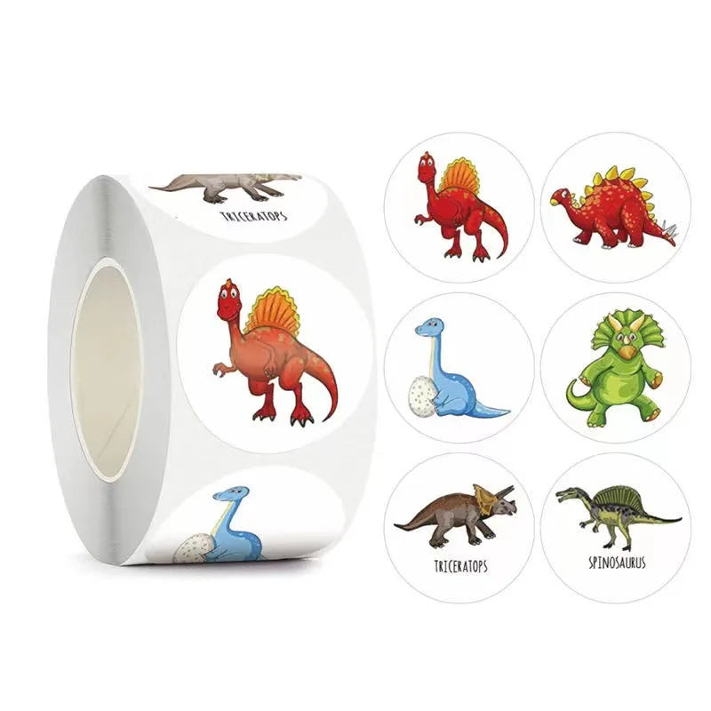 50-500pc 2.5cm/1inch Dinosaur Animal Shaped Sticker Decoration Gift Box Sticker Label Stationery Sticker Teacher Reward Stickers
