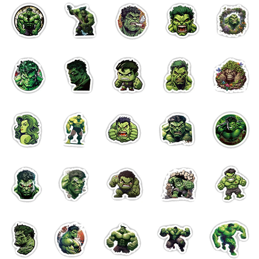 10/30/50pcs Cool Disney Marvel Super Hero Hulk Waterproof Stickers Anime Decals Laptop Car Phone Bike Cartoon Sticker Kids Toys