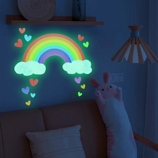 Glow in the Dark Rainbow Cloud Wall Stickers for Kids Room Decor
