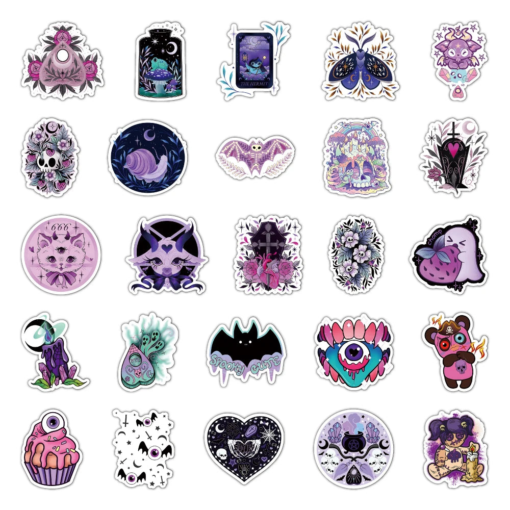 10/30/50/100PCS Cute Gothic Halloween Witch Graffiti Stickers Waterproof Skateboard Laptop Motorcycle Luggage Car Sticker Decal