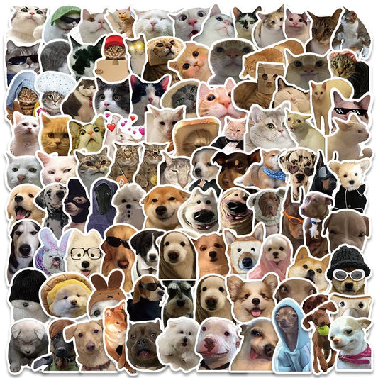 10/50/100pcs Cute Dog Cat MEME Funny Animals Stickers Kawaii Cartoon Decals Fridge Skateboard Notebook Luggage Phone Sticker Toy