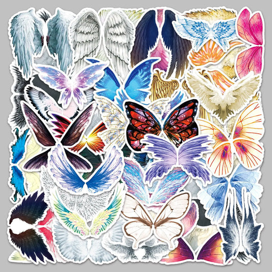 50Pcs Cartoon Magic Wings Graffiti Stickers for Helmet, Wall, DIY Decoration