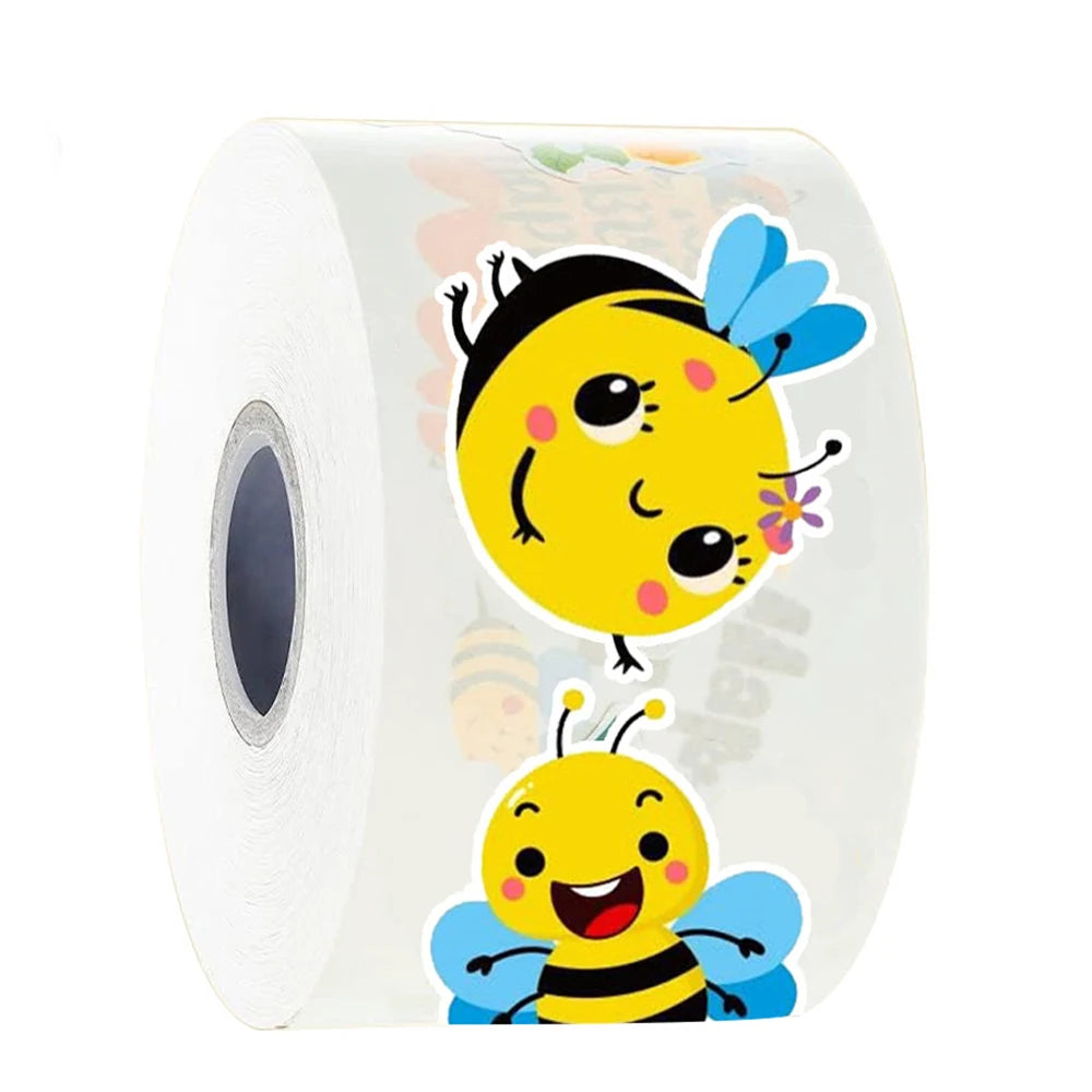 100-500pcs Cartoon Bee Stickers Cute Decals DIY Skateboard Phone Bike Fridge Reward Sealing Label Stationery Sticker