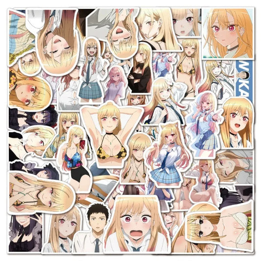 50pcs My Dress-Up Darling Anime Stickers for Luggage, Water Bottles, Phones, Laptops, Cars, Scooters, Refrigerators
