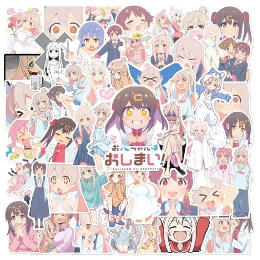 50pcs Oniichan Wa Oshimai Anime Stickers for Laptop, Phone, Car, Scooter, Suitcase, Water Cup, Stationery, Refrigerator Decoration