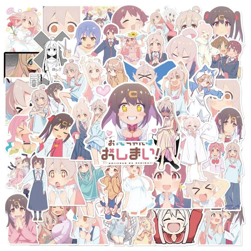 50pcs Oniichan Wa Oshimai Anime Stickers for Laptop, Phone, Car, Scooter, Suitcase, Water Cup, Stationery, Refrigerator Decoration