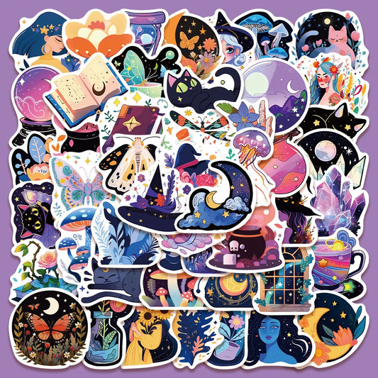 50pcs Gothic Magic Graffiti Stickers for Helmets, Walls, DIY Decoration Wholesale