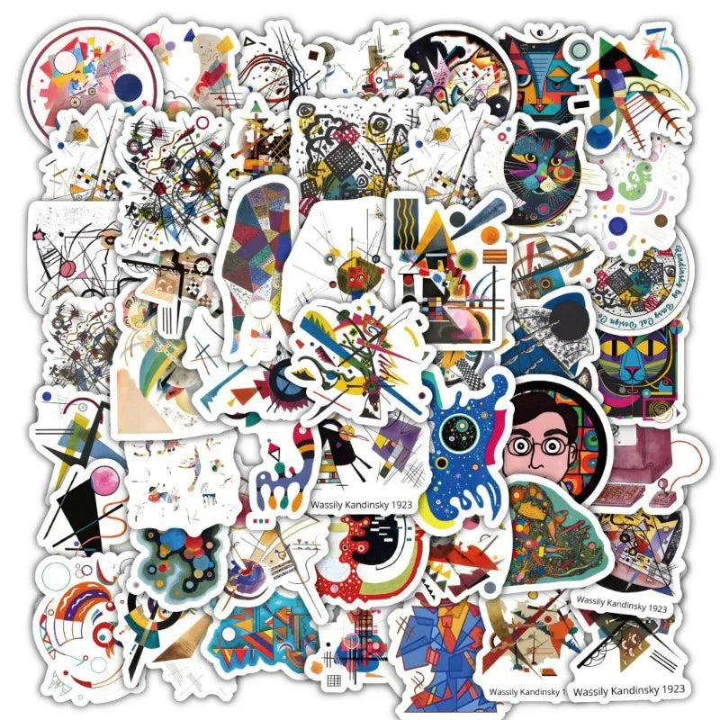 120pcs Wassily Kandinsky Art Stickers for Laptop, Phone, Suitcase, Water Bottle, Stationery, Refrigerator