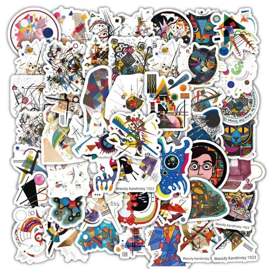120pcs Wassily Kandinsky Art Stickers for Laptop, Phone, Suitcase, Water Bottle, Stationery, Refrigerator