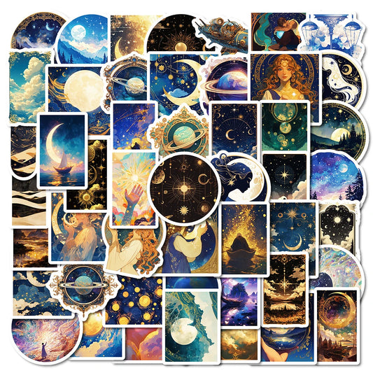 Cartoon Moon Stickers for Laptop, Phone, Notebook - 10/30/50pcs