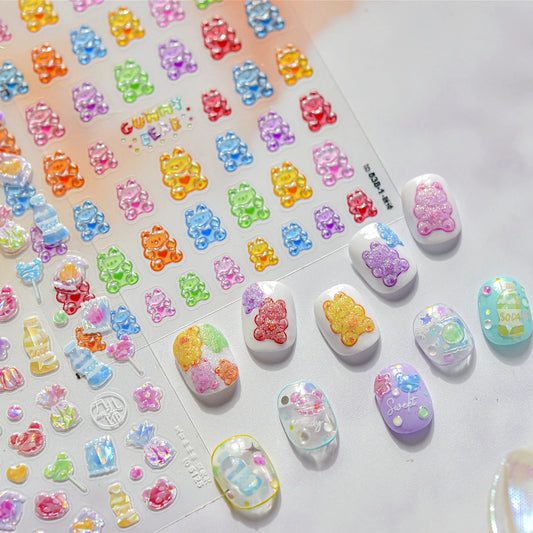 Jelly Bunny Gummy Bear Nail Art Stickers
