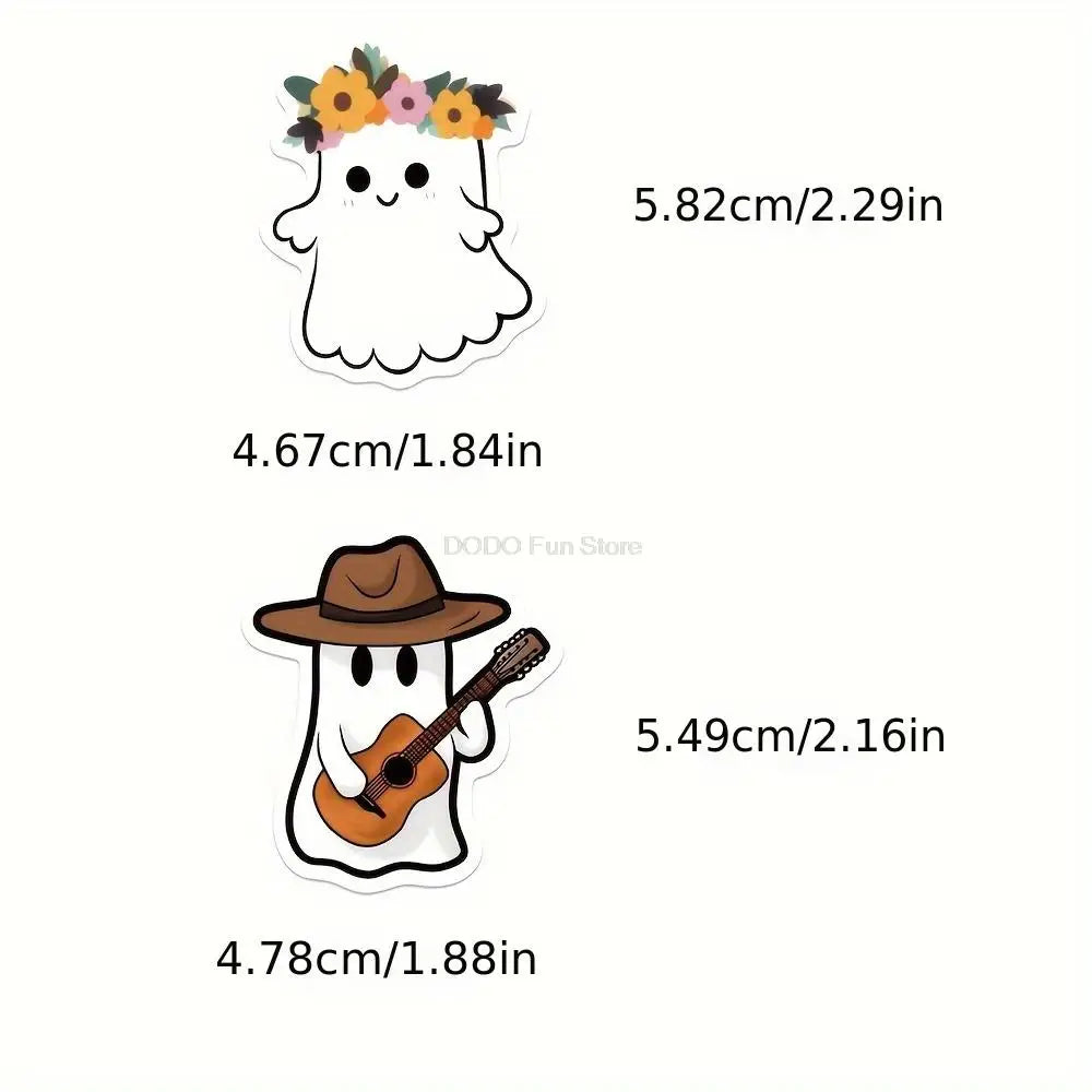 50PCS Cartoon Cute Little Ghost Fun Sticker Waterproof PVC Decorative Cup Phone Helmet Guitar Laptop Luggage Gift Decal