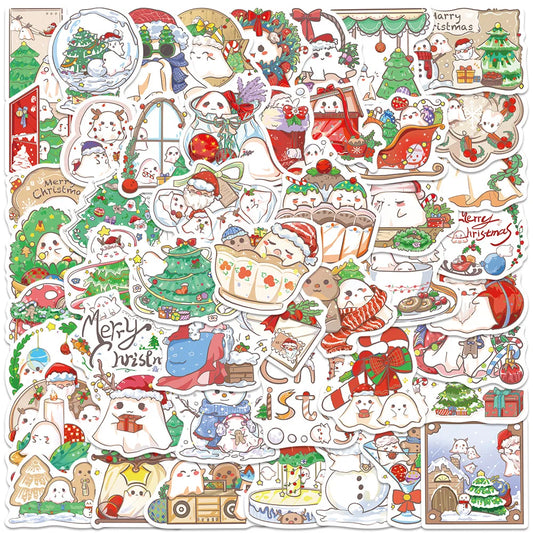 50pcs Christmas Ghost Stickers Waterproof Vinyl Decals
