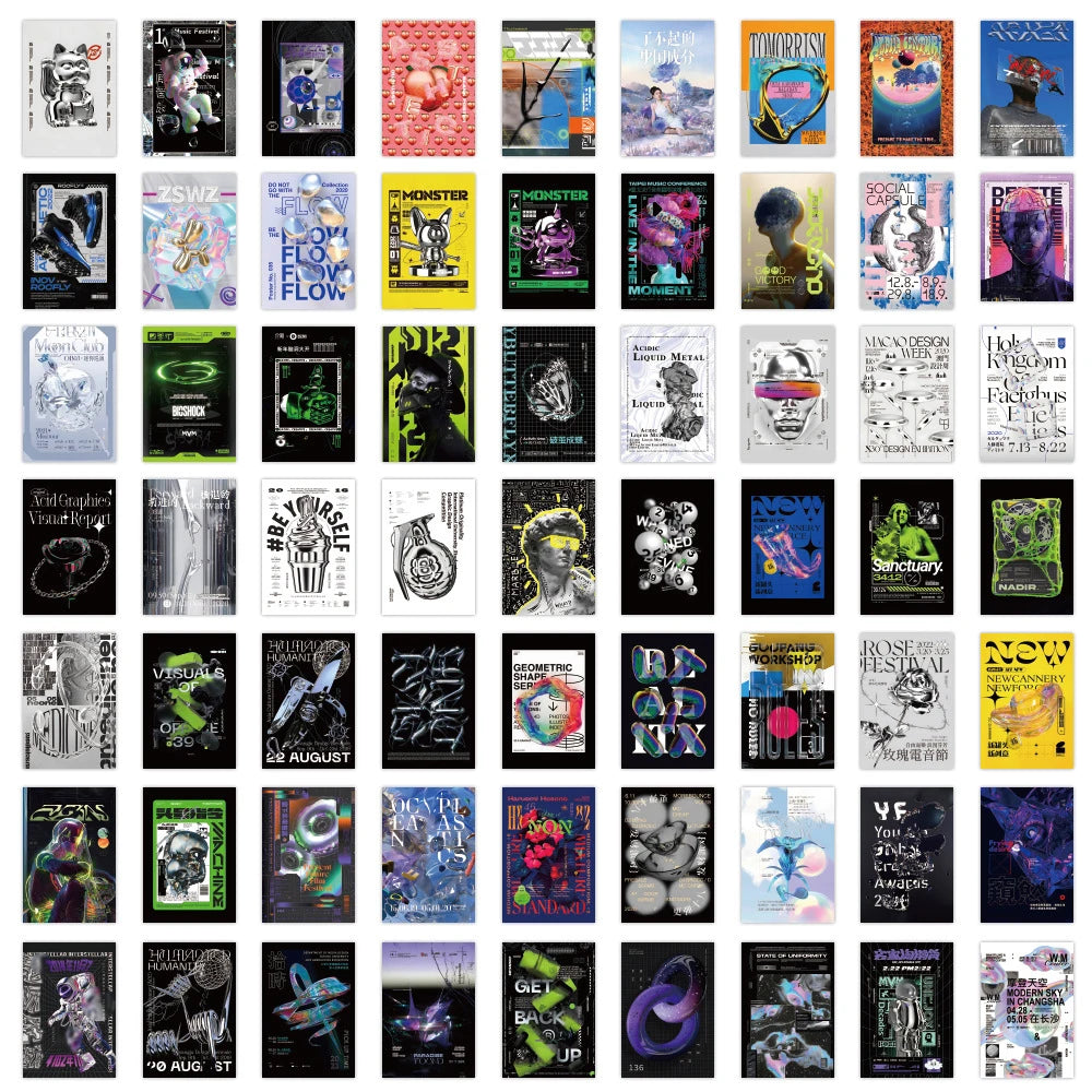 10/30/60pcs Cartoon Harajuku Acid Graphic Stickers Decals Laptop Motorcycle Phone Car Bike Cool Waterproof Sticker for Kids Toys