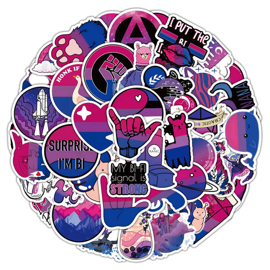 Bisexual Pride Stickers Pack - Motorcycle, Luggage, Skateboard, Graffiti, Kid Gift