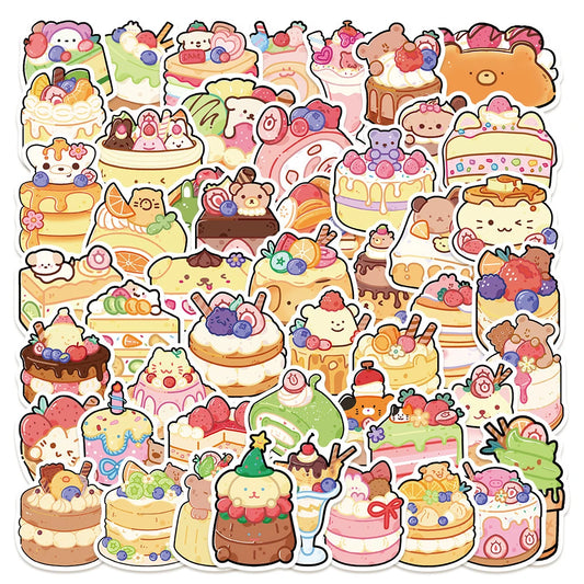 Cartoon Animal Cake Stickers - 10/30/50pcs for Laptop, Fridge, Phone, Kids Party Gift