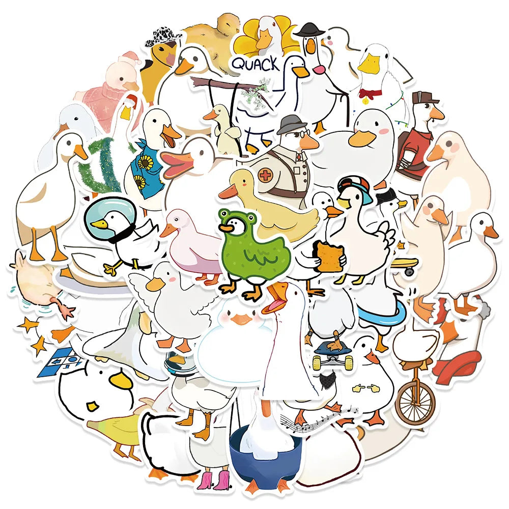 50PCS Mixed Cartoon Cute Duck Stickers Animals DIY Helmet Skateboard Laptop Motorcycle Graffiti Sticker Decals Kids Toy