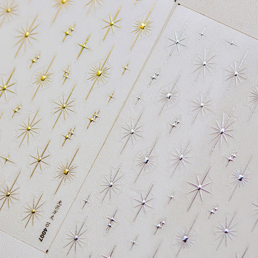 Pink Glitter Star Nail Art Stickers Rhinestones Decals