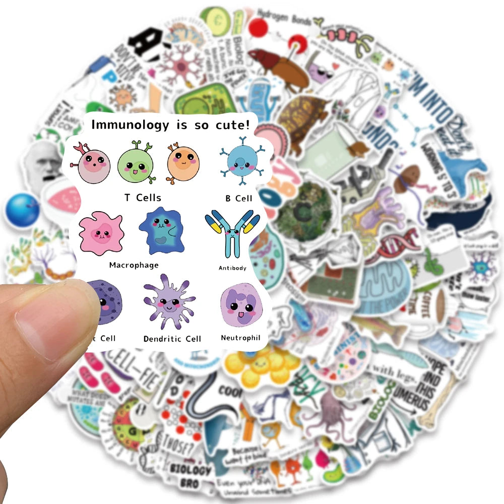 50/100pcs Biology Stickers Funny Aesthetic Decals Vinyl Waterproof Laptop Luggage Fridge Stationery Scrapbook Phone Sticker